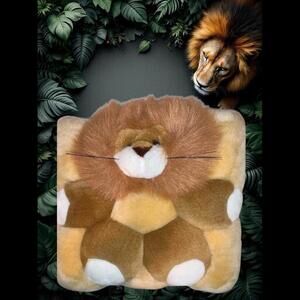 TWIE Lion Plush Sculpted Pillow.  11 x 11".  Adorable.  Perfect for Cuddles!